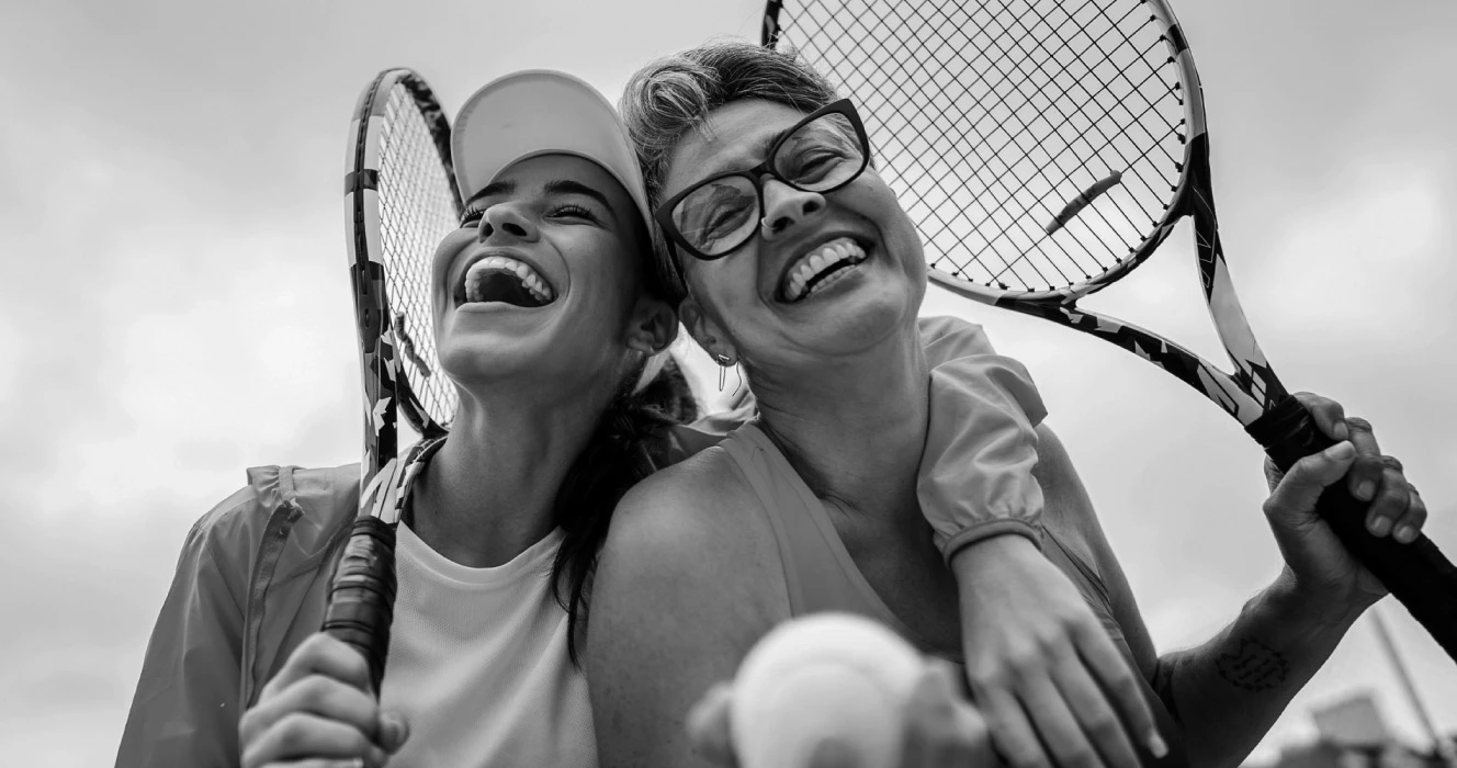 Woman drinking coffee on her deck